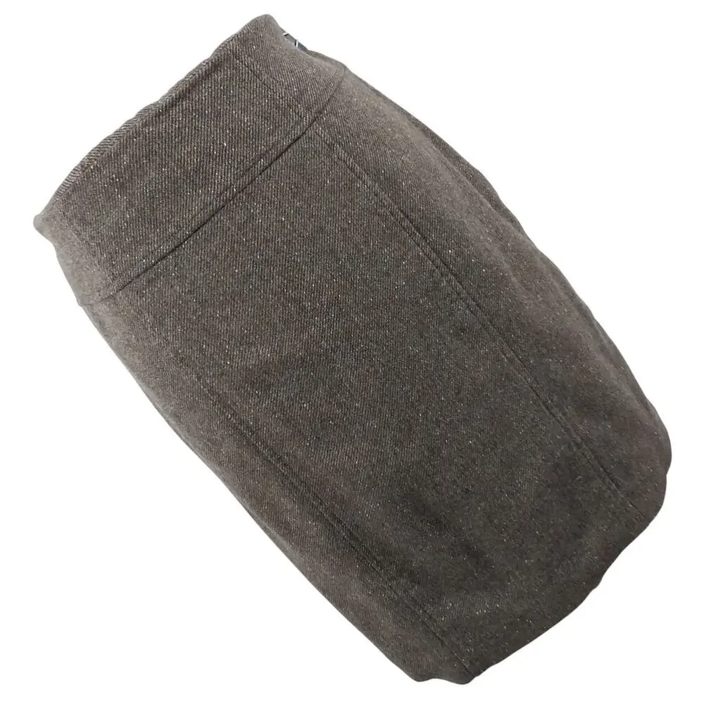 BANANA REPUBLIC! BROWN/CREAM MIXED WOOL+ DIAGONAL WEAVE PENCIL SKIRT! SZ 10